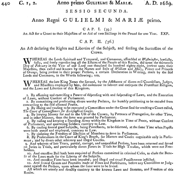 Bill of Rights, 1689